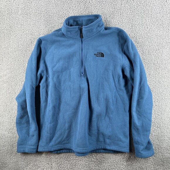 The North Face Sweater Mens Extra Large Blue Pullover Fleece Jacket Waffle 1/4* - Picture 1 of 7
